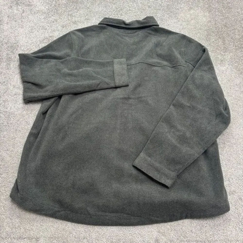Lands' End Button Down Fleece Shirt Shacket Mens XXL Tall Gray Pockets Outdoor